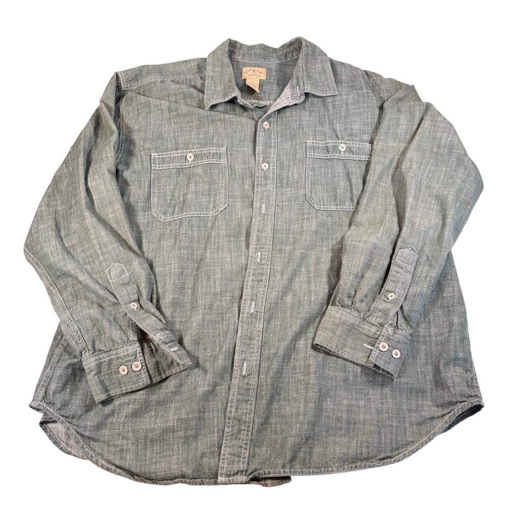 Blue Mountain Mens green heathered button down shirt.  Size 2XL, XXL, outdoors